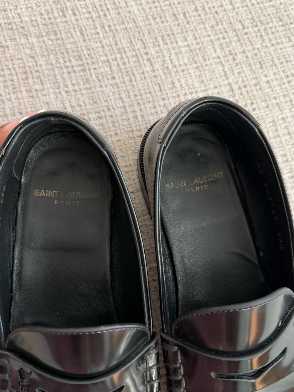 Saint Laurent YSL Black Glossy Penny Loafers - Picture 7 of 10